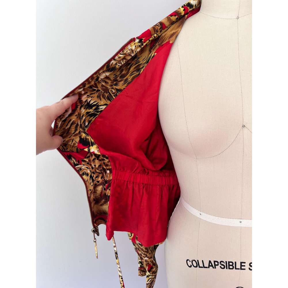Vintage 90s Animal Print Jacket Silk Tiger Funky Streetwear Mob Wife Small - Picture 8 of 10